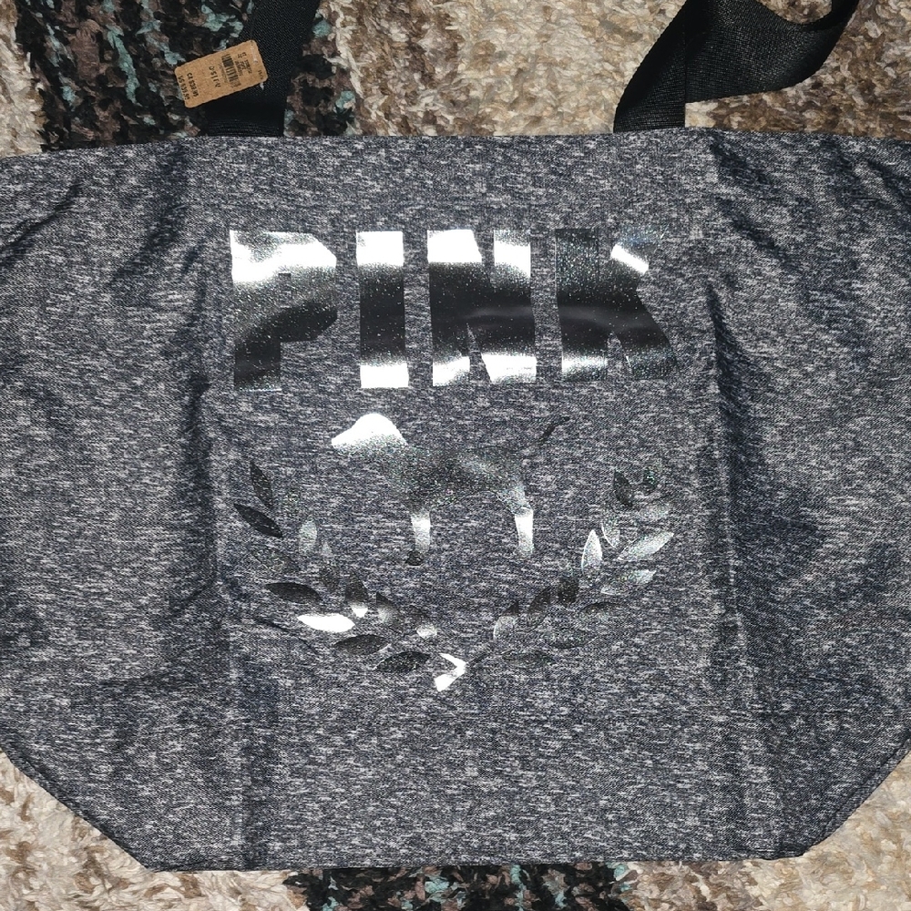 PINK Victoria's Secret Gray Tote with Metallic Logo